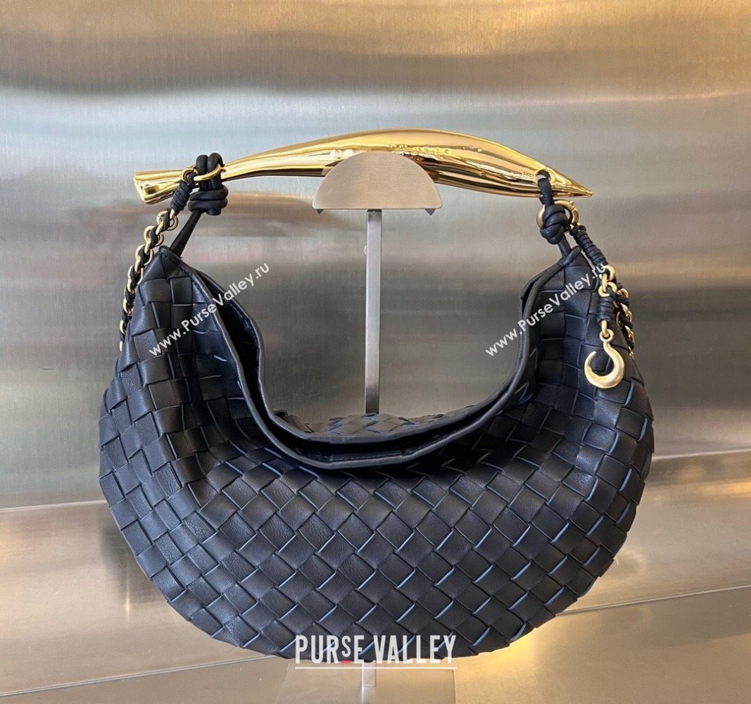 Bottega Veneta Sardine Top handle Bag With Chain Intrecciato Leather 776768 Space Blue 2024 (WT-240528062)