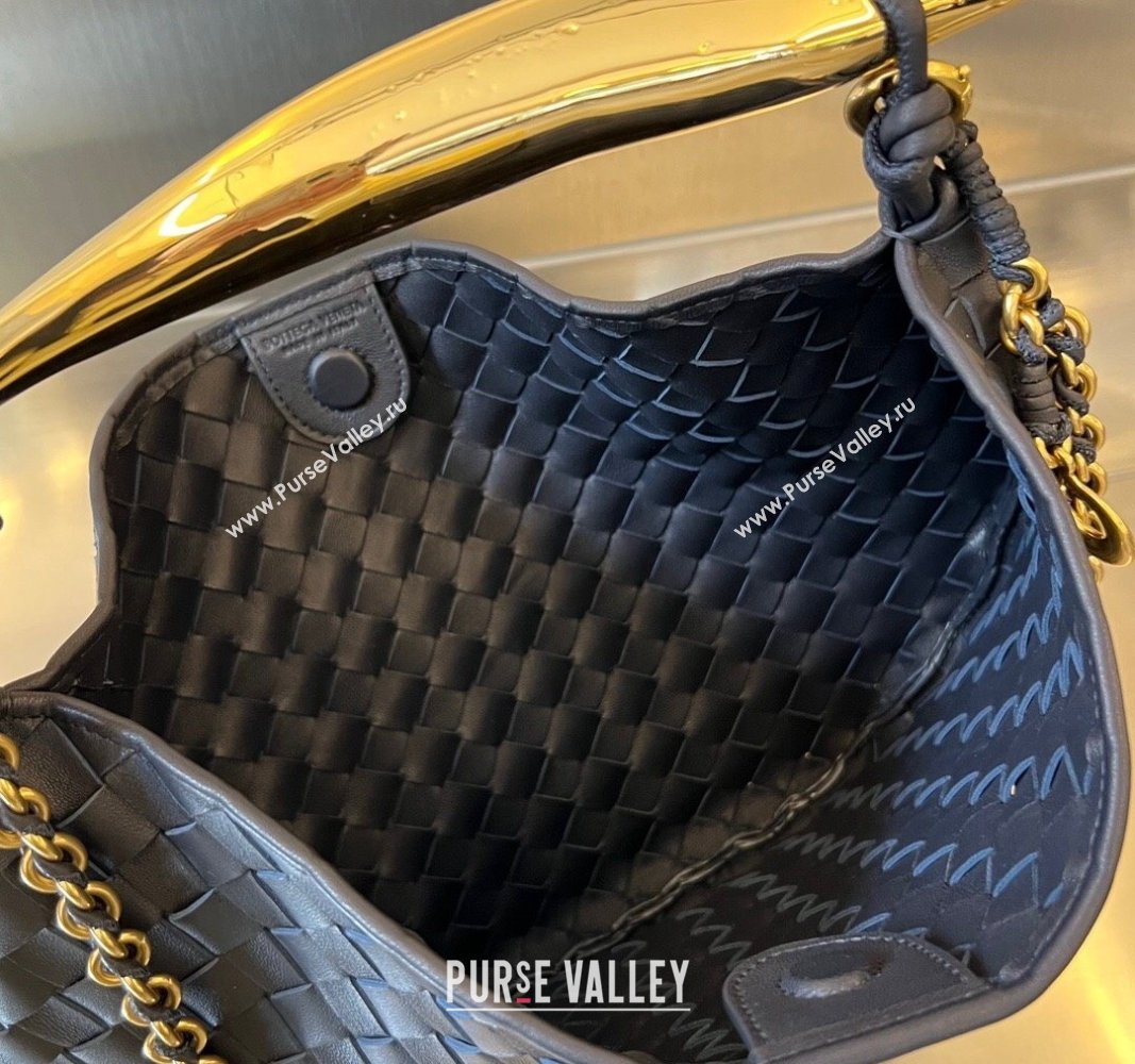 Bottega Veneta Sardine Top handle Bag With Chain Intrecciato Leather 776768 Space Blue 2024 (WT-240528062)