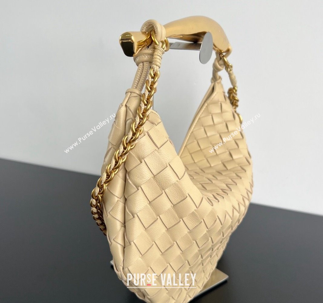 Bottega Veneta Sardine Top handle Bag With Chain Intrecciato Leather 776768 Porridge Beige 2024 (WT-240528063)