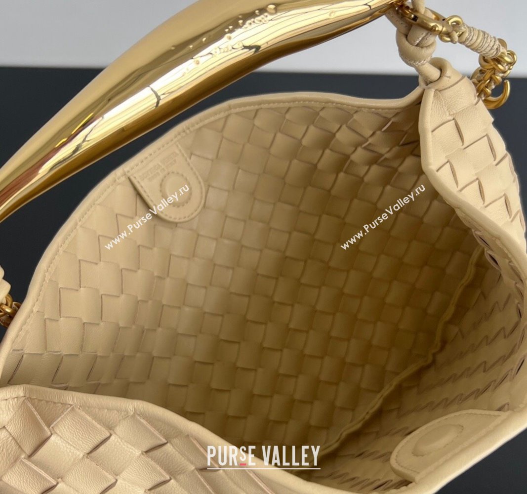 Bottega Veneta Sardine Top handle Bag With Chain Intrecciato Leather 776768 Porridge Beige 2024 (WT-240528063)