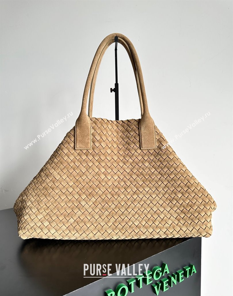 Bottega Veneta Large Cabat Tote Bag in Intreccio Suede Light Brown 2024 608811 (XY-240528073)
