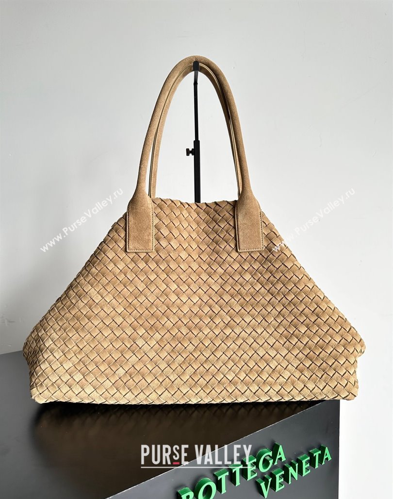 Bottega Veneta Large Cabat Tote Bag in Intreccio Suede Light Brown 2024 608811 (XY-240528073)