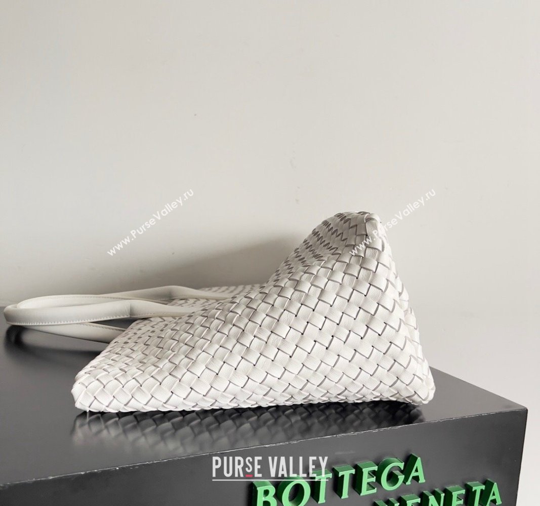 Bottega Veneta Large Cabat Tote Bag in Intreccio Leather with Red Heart White 2024 608811 (XY-240528074)