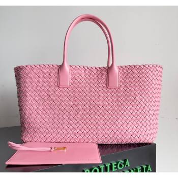 Bottega Veneta Large Cabat Tote Bag in Intreccio Leather Pink 2 2024 608811 (XY-240528075)