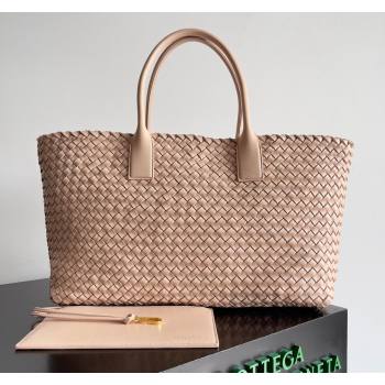 Bottega Veneta Large Cabat Tote Bag in Intreccio Leather Nude Pink 2024 608811 (XY-240528078)