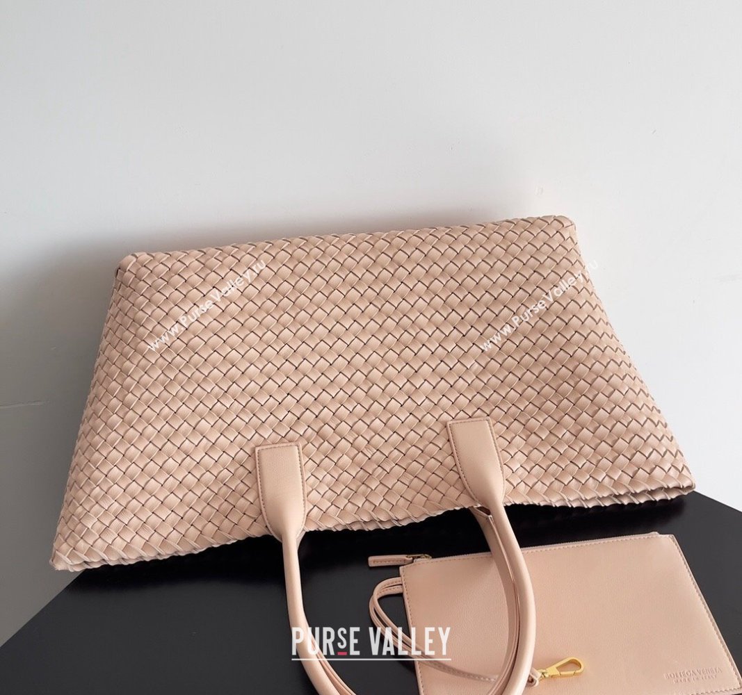 Bottega Veneta Large Cabat Tote Bag in Intreccio Leather Nude Pink 2024 608811 (XY-240528078)