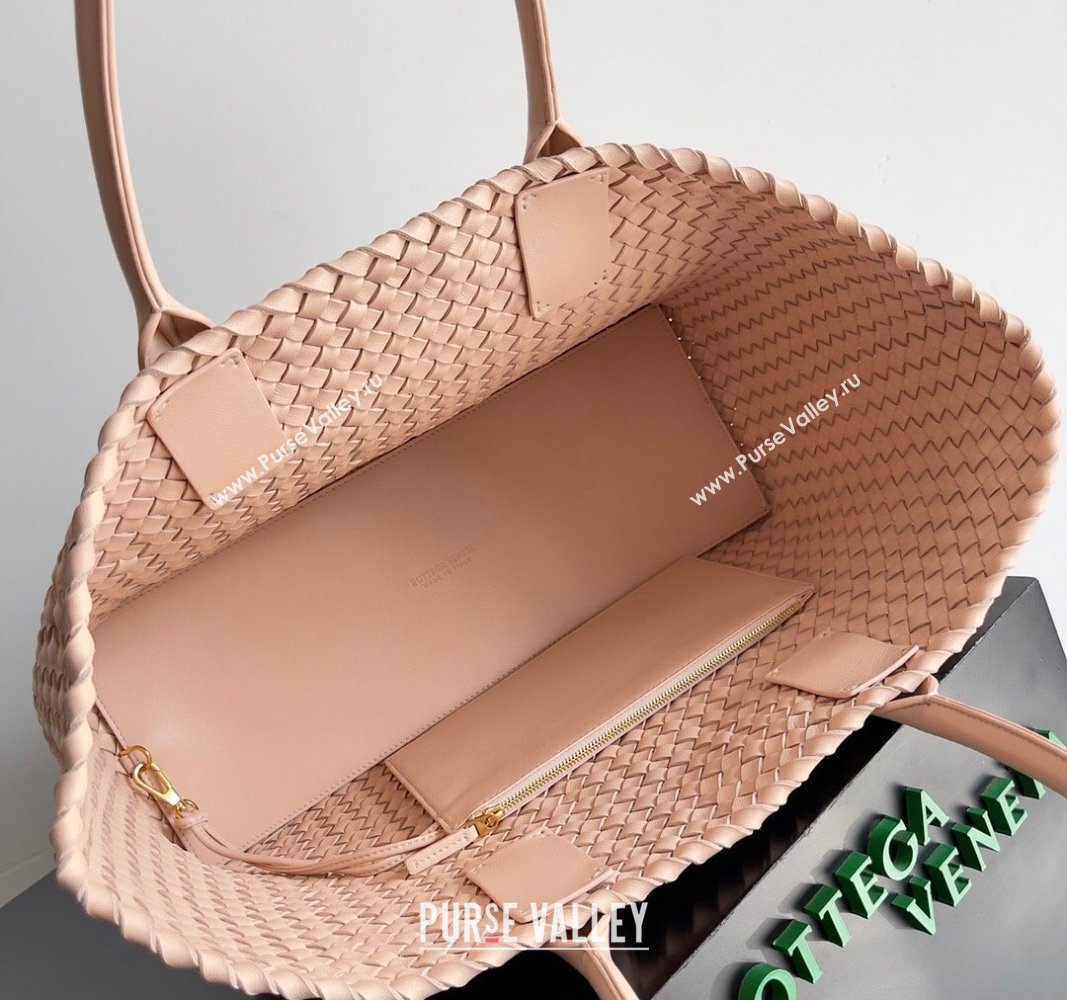 Bottega Veneta Large Cabat Tote Bag in Intreccio Leather Nude Pink 2024 608811 (XY-240528078)