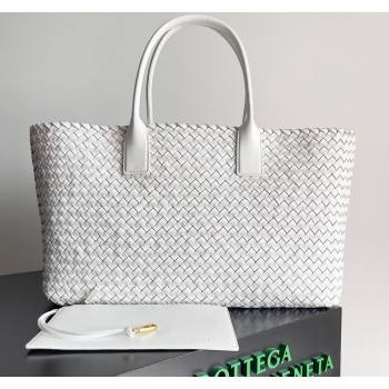 Bottega Veneta Large Cabat Tote Bag in Intreccio Leather White2 2024 608811 (XY-240528079)