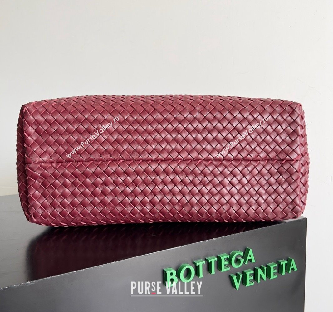 Bottega Veneta Large Cabat Tote Bag in Intreccio Leather Burgundy 2024 608811 (XY-240528080)