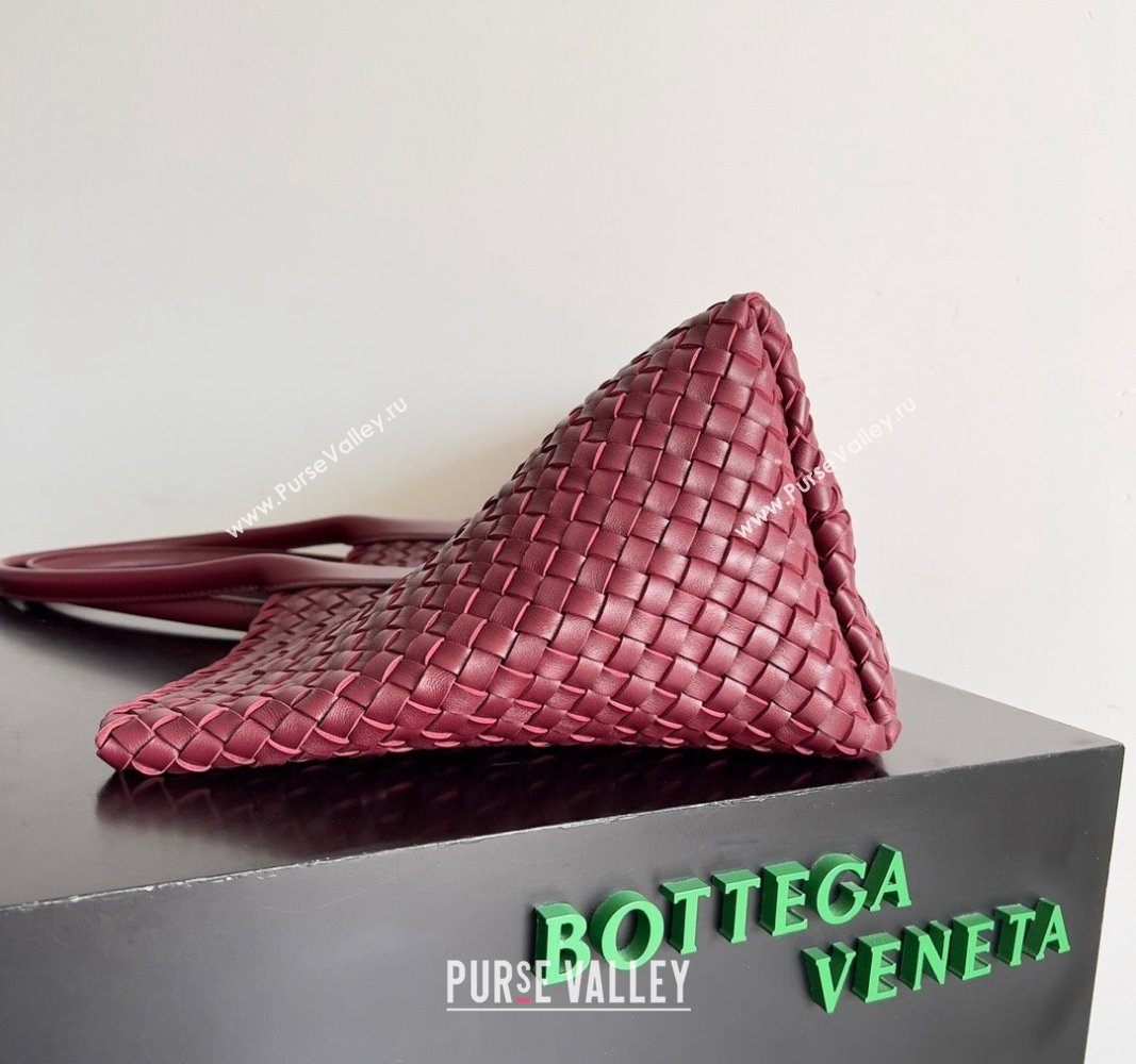 Bottega Veneta Large Cabat Tote Bag in Intreccio Leather Burgundy 2024 608811 (XY-240528080)