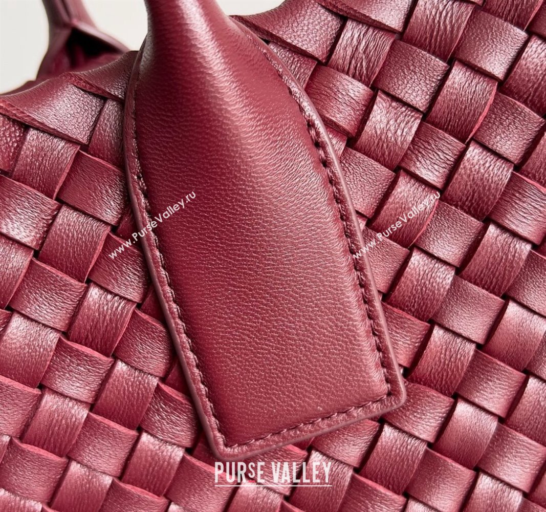 Bottega Veneta Large Cabat Tote Bag in Intreccio Leather Burgundy 2024 608811 (XY-240528080)