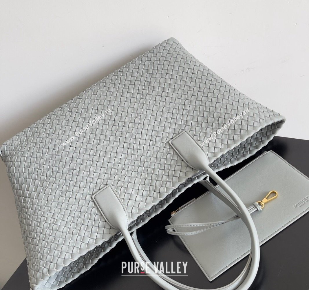 Bottega Veneta Large Cabat Tote Bag in Intreccio Leather Light Grey 2024 608811 (XY-240528081)