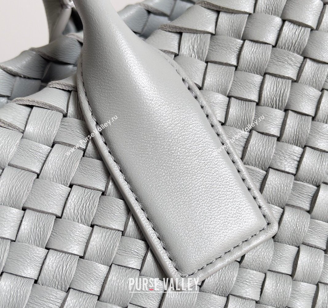 Bottega Veneta Large Cabat Tote Bag in Intreccio Leather Light Grey 2024 608811 (XY-240528081)