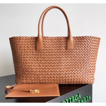 Bottega Veneta Large Cabat Tote Bag in Intreccio Leather Wood Brown 2024 608811 (XY-240528082)