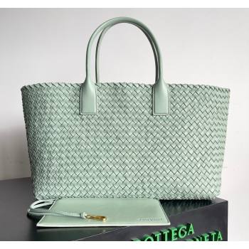 Bottega Veneta Large Cabat Tote Bag in Intreccio Leather Pale Green 2024 608811 (XY-240528083)