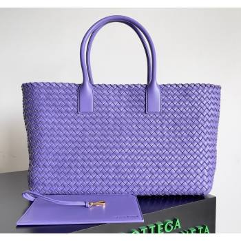 Bottega Veneta Large Cabat Tote Bag in Intreccio Leather Violet Purple 2024 608811 (XY-240528085)