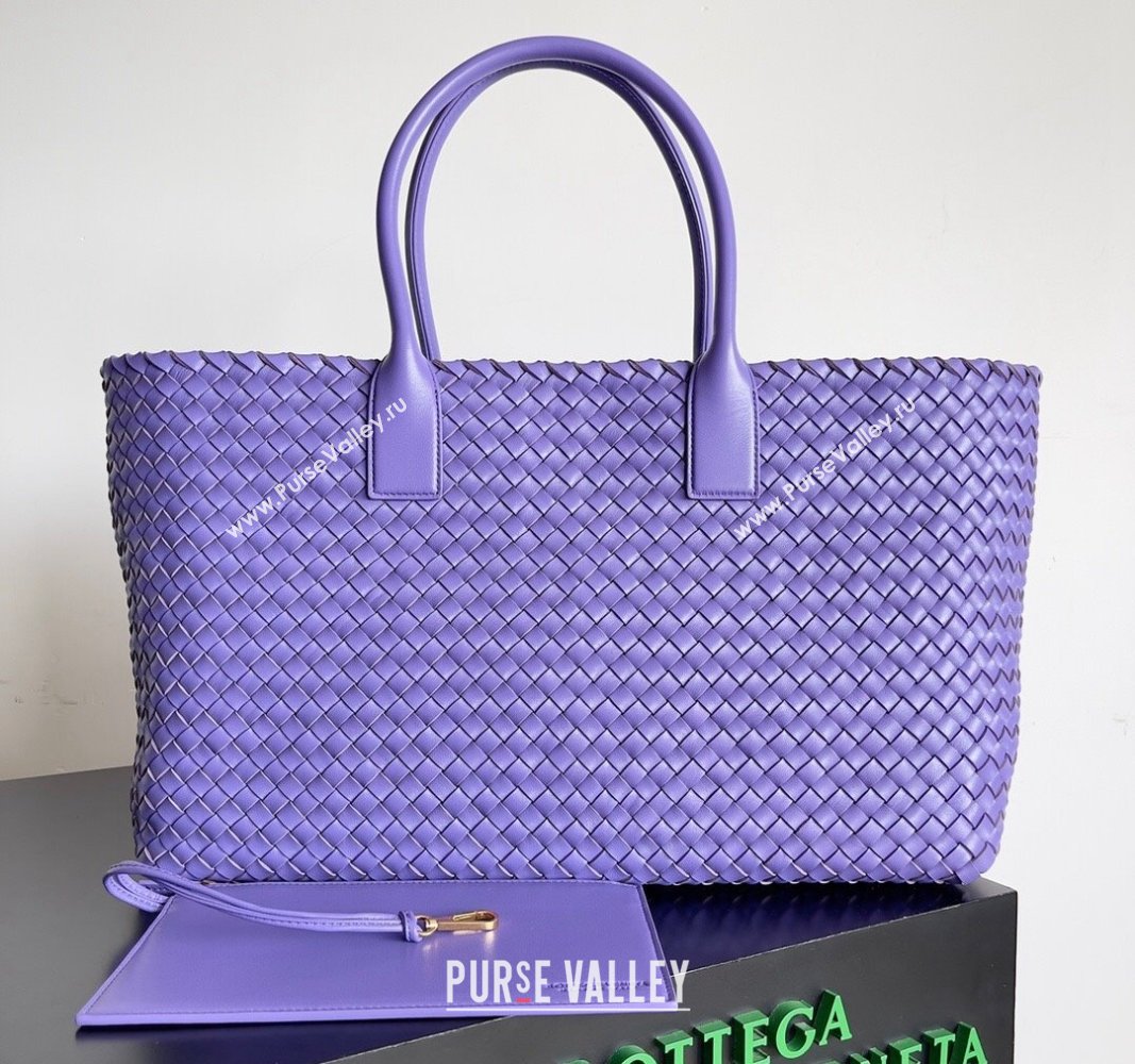 Bottega Veneta Large Cabat Tote Bag in Intreccio Leather Violet Purple 2024 608811 (XY-240528085)