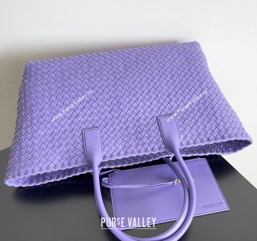 Bottega Veneta Large Cabat Tote Bag in Intreccio Leather Violet Purple 2024 608811 (XY-240528085)