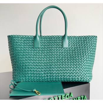 Bottega Veneta Large Cabat Tote Bag in Intreccio Leather Green 2 2024 608811 (XY-240528087)