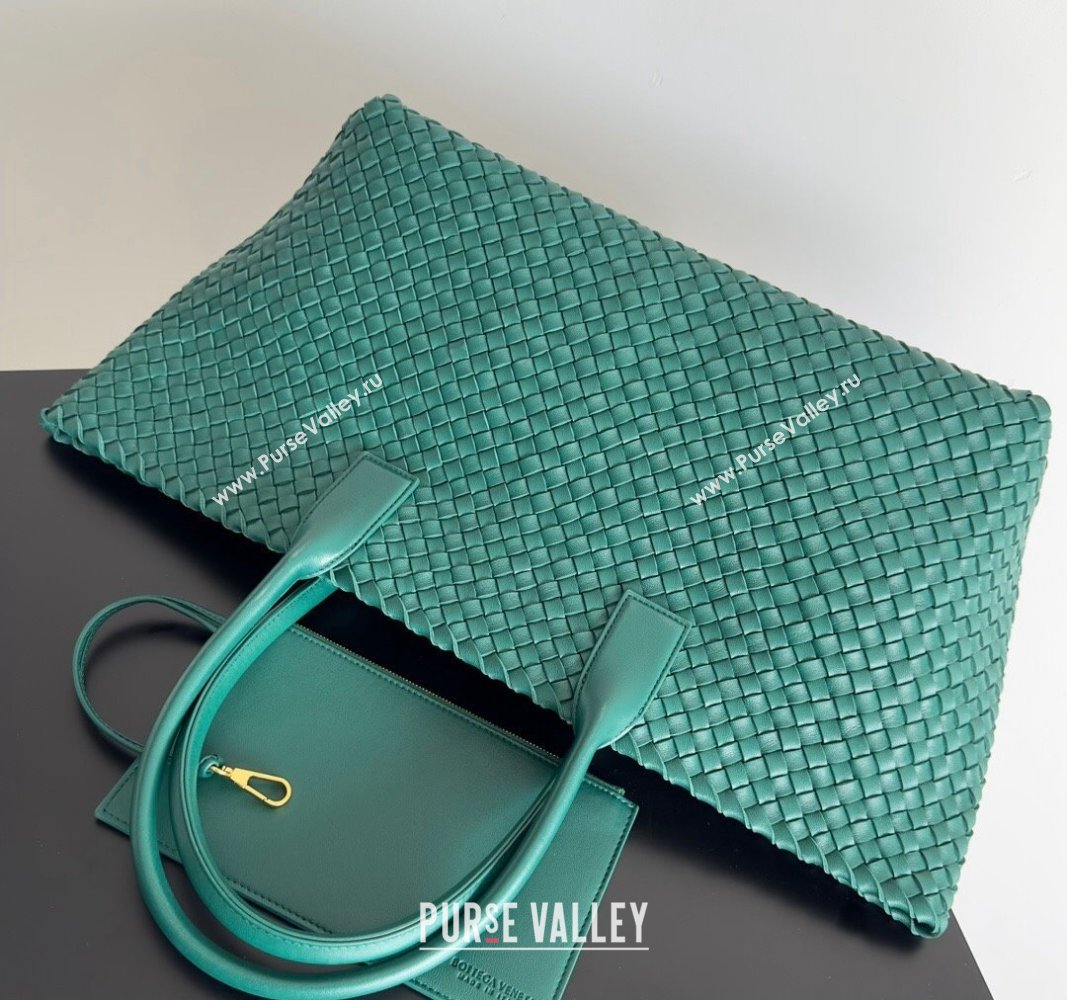 Bottega Veneta Large Cabat Tote Bag in Intreccio Leather Green 2 2024 608811 (XY-240528087)