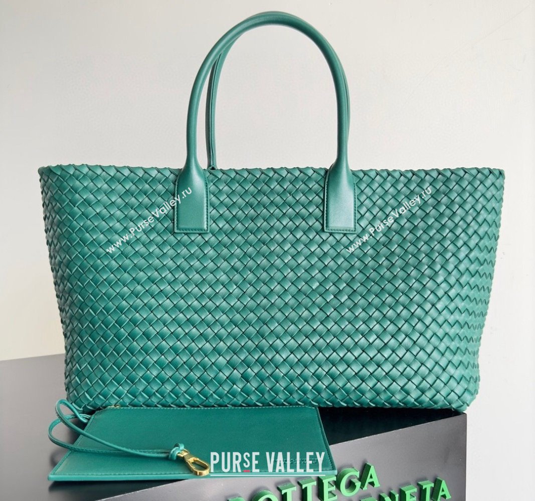 Bottega Veneta Large Cabat Tote Bag in Intreccio Leather Green 2 2024 608811 (XY-240528087)