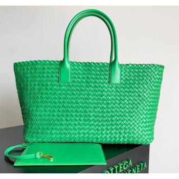 Bottega Veneta Large Cabat Tote Bag in Intreccio Leather Parrot Green 2024 608811 (XY-240528089)