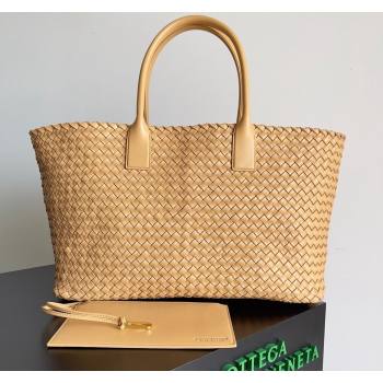 Bottega Veneta Large Cabat Tote Bag in Intreccio Leather Apricot 2 2024 608811 (XY-240528090)