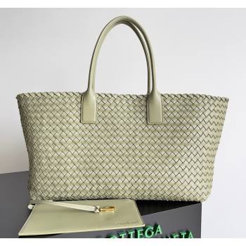 Bottega Veneta Large Cabat Tote Bag in Intreccio Leather Travertine Green 2024 608811 (XY-240528092)