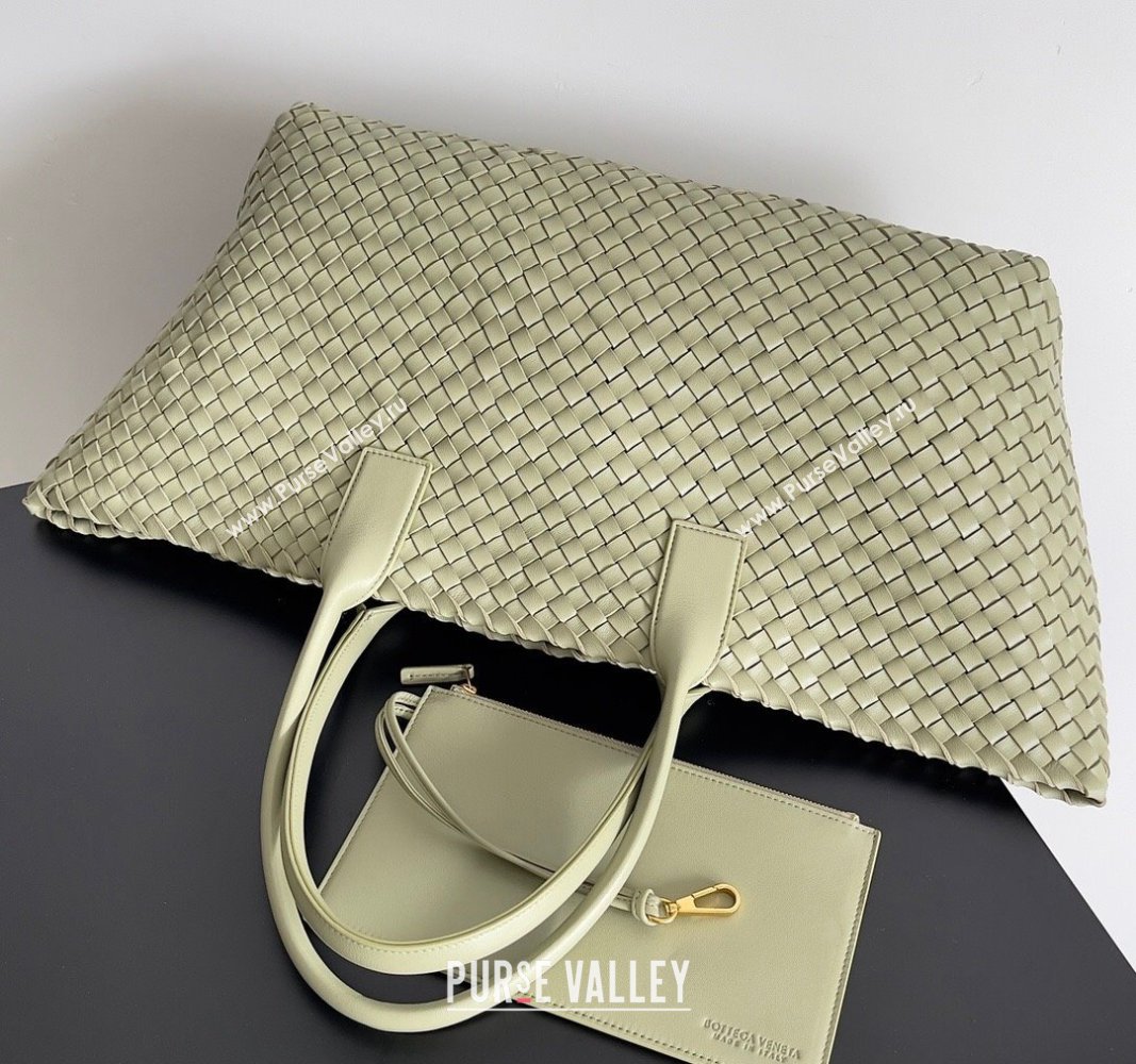 Bottega Veneta Large Cabat Tote Bag in Intreccio Leather Travertine Green 2024 608811 (XY-240528092)