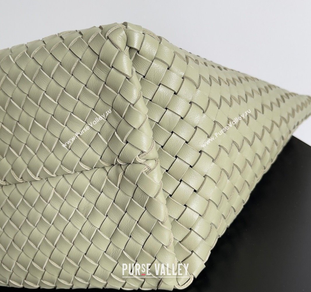 Bottega Veneta Large Cabat Tote Bag in Intreccio Leather Travertine Green 2024 608811 (XY-240528092)