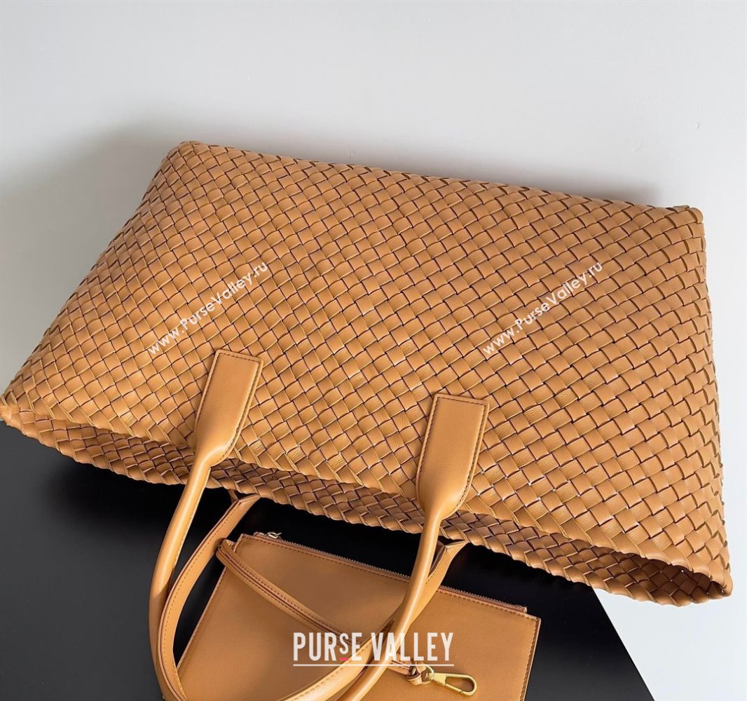 Bottega Veneta Large Cabat Tote Bag in Intreccio Leather light Brown 2024 608811 (XY-240528093)