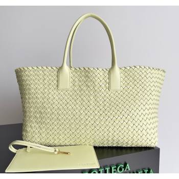 Bottega Veneta Large Cabat Tote Bag in Intreccio Leather Light Yellow 2024 608811 (XY-240528094)