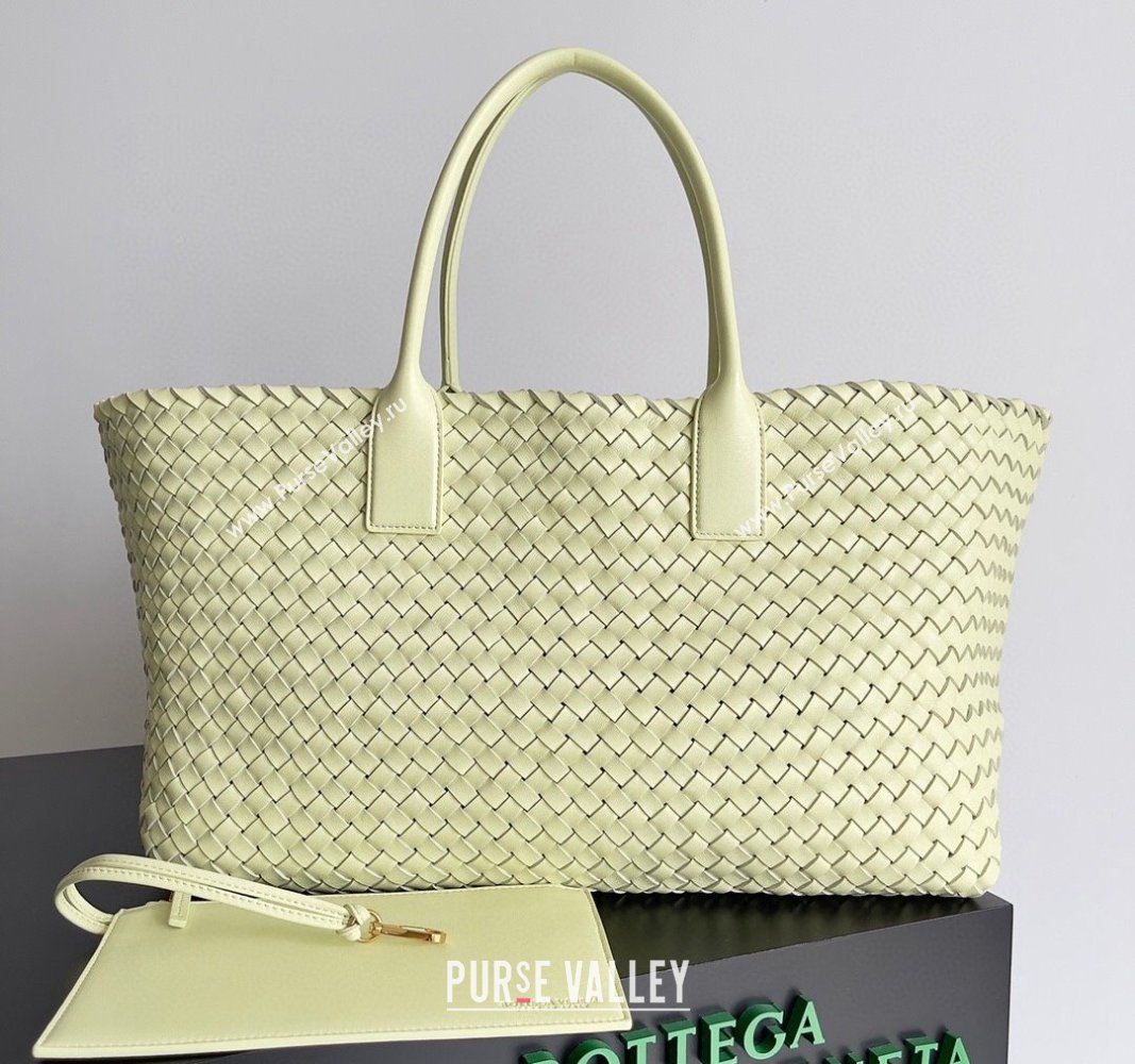 Bottega Veneta Large Cabat Tote Bag in Intreccio Leather Light Yellow 2024 608811 (XY-240528094)