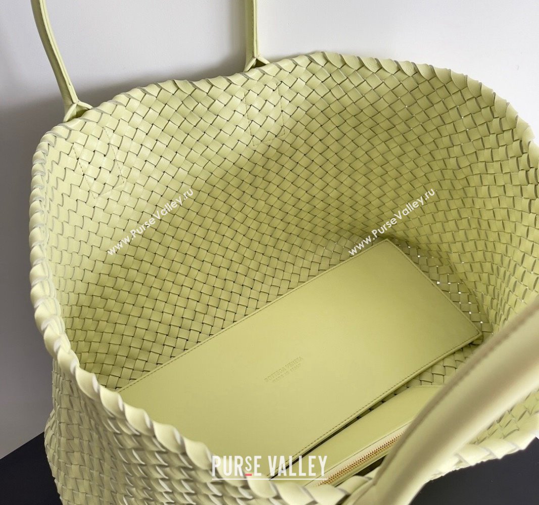 Bottega Veneta Large Cabat Tote Bag in Intreccio Leather Light Yellow 2024 608811 (XY-240528094)