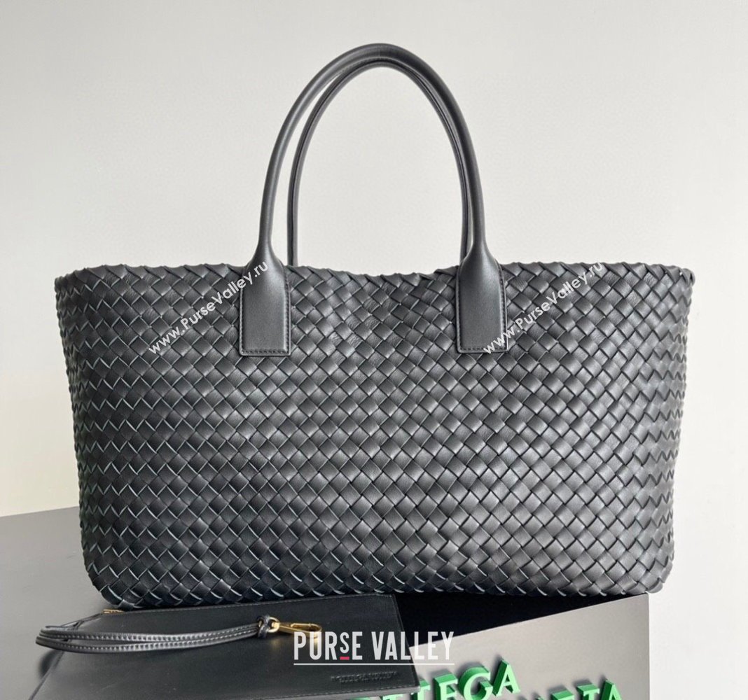 Bottega Veneta Large Cabat Tote Bag in Intreccio Leather Black 2024 608811 (XY-240528095)