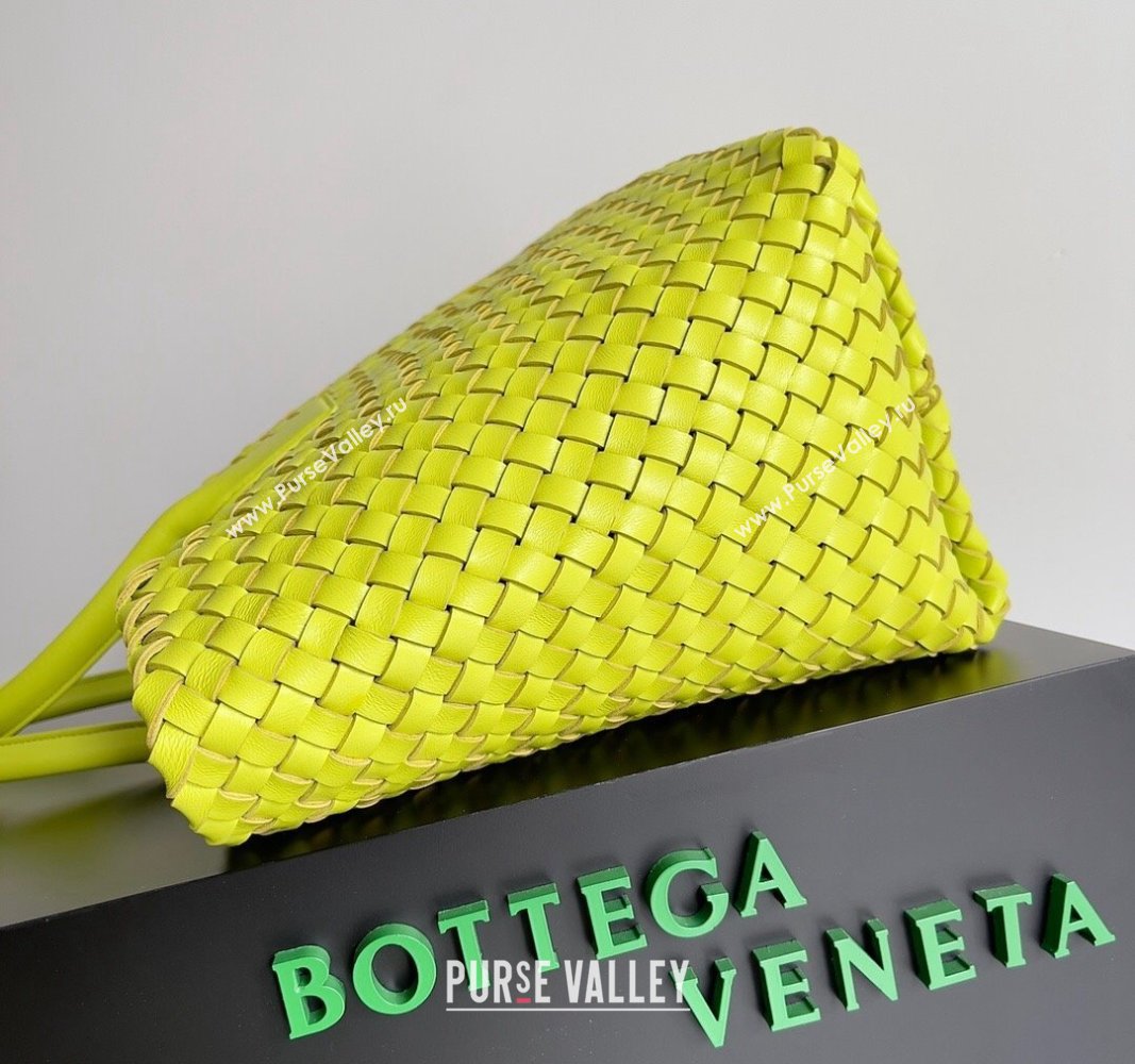 Bottega Veneta Large Cabat Tote Bag in Intreccio Leather Neon Yellow 2024 608811 (XY-240528096)