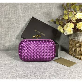 Bottega Veneta Satin Knot Mini Clutch Shiny Purple 2024 BV8651 (WT-240528009)