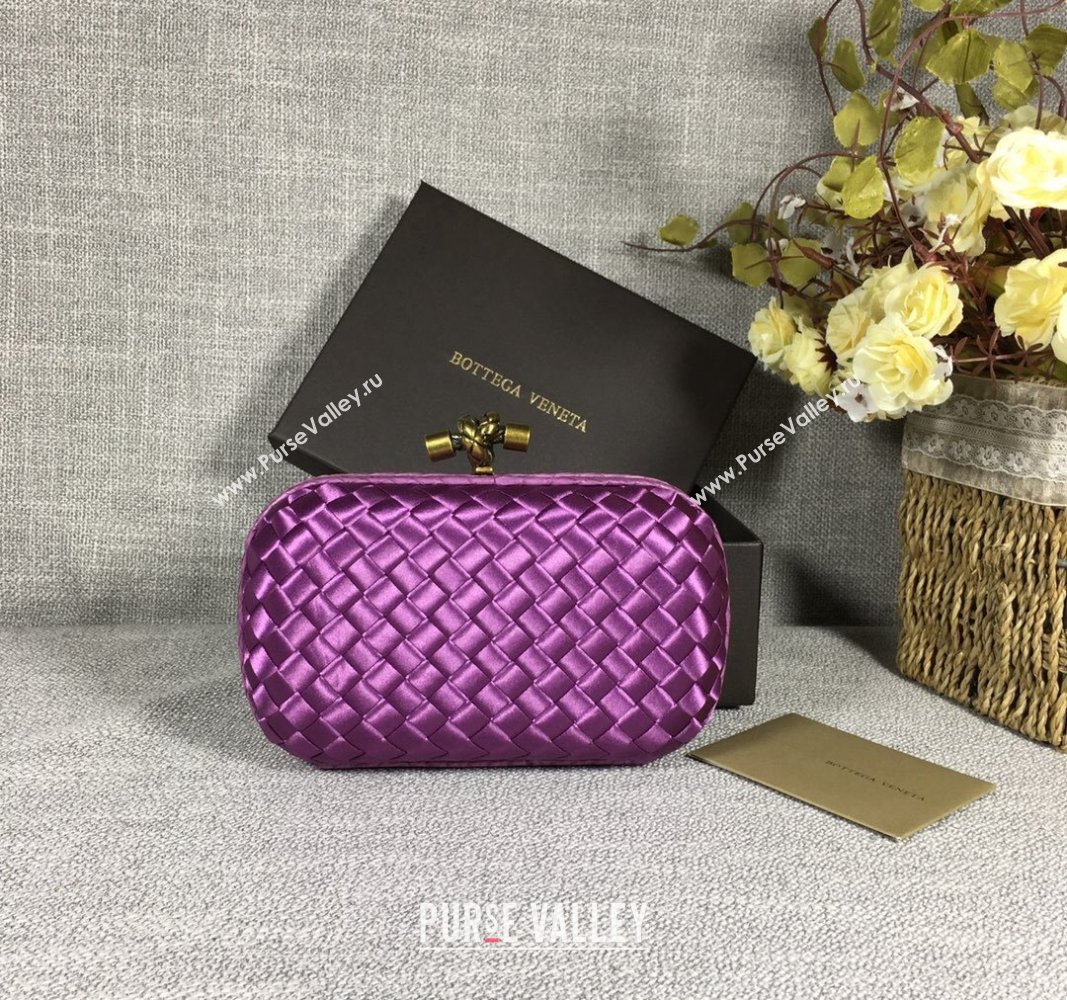 Bottega Veneta Satin Knot Mini Clutch Shiny Purple 2024 BV8651 (WT-240528009)