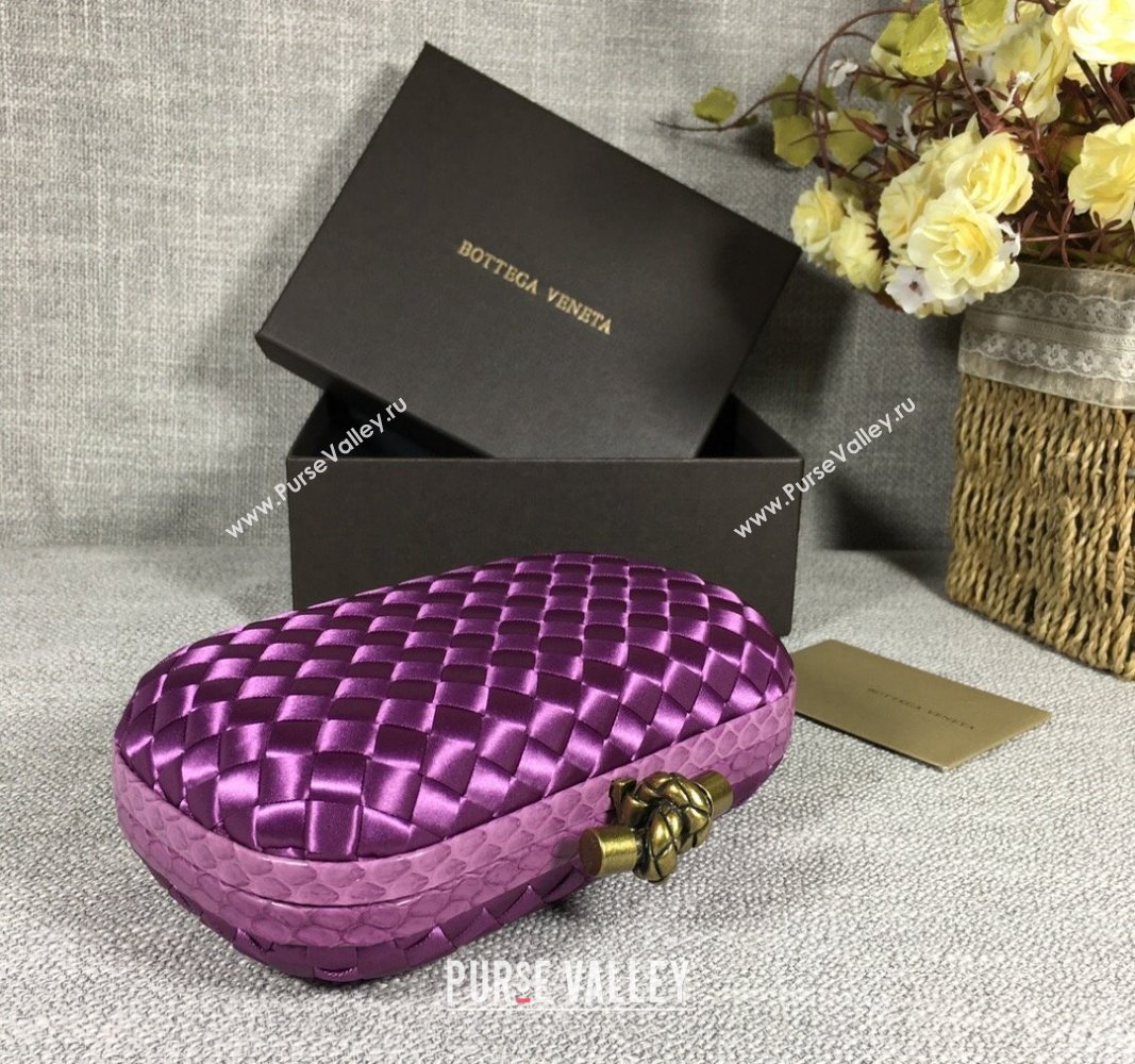 Bottega Veneta Satin Knot Mini Clutch Shiny Purple 2024 BV8651 (WT-240528009)