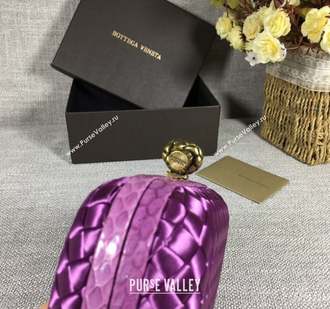 Bottega Veneta Satin Knot Mini Clutch Shiny Purple 2024 BV8651 (WT-240528009)