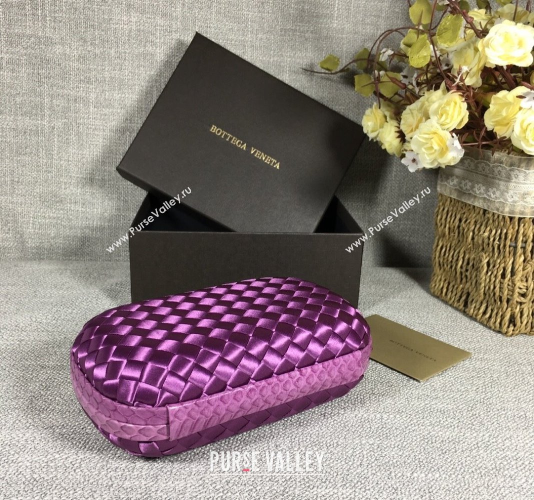 Bottega Veneta Satin Knot Mini Clutch Shiny Purple 2024 BV8651 (WT-240528009)