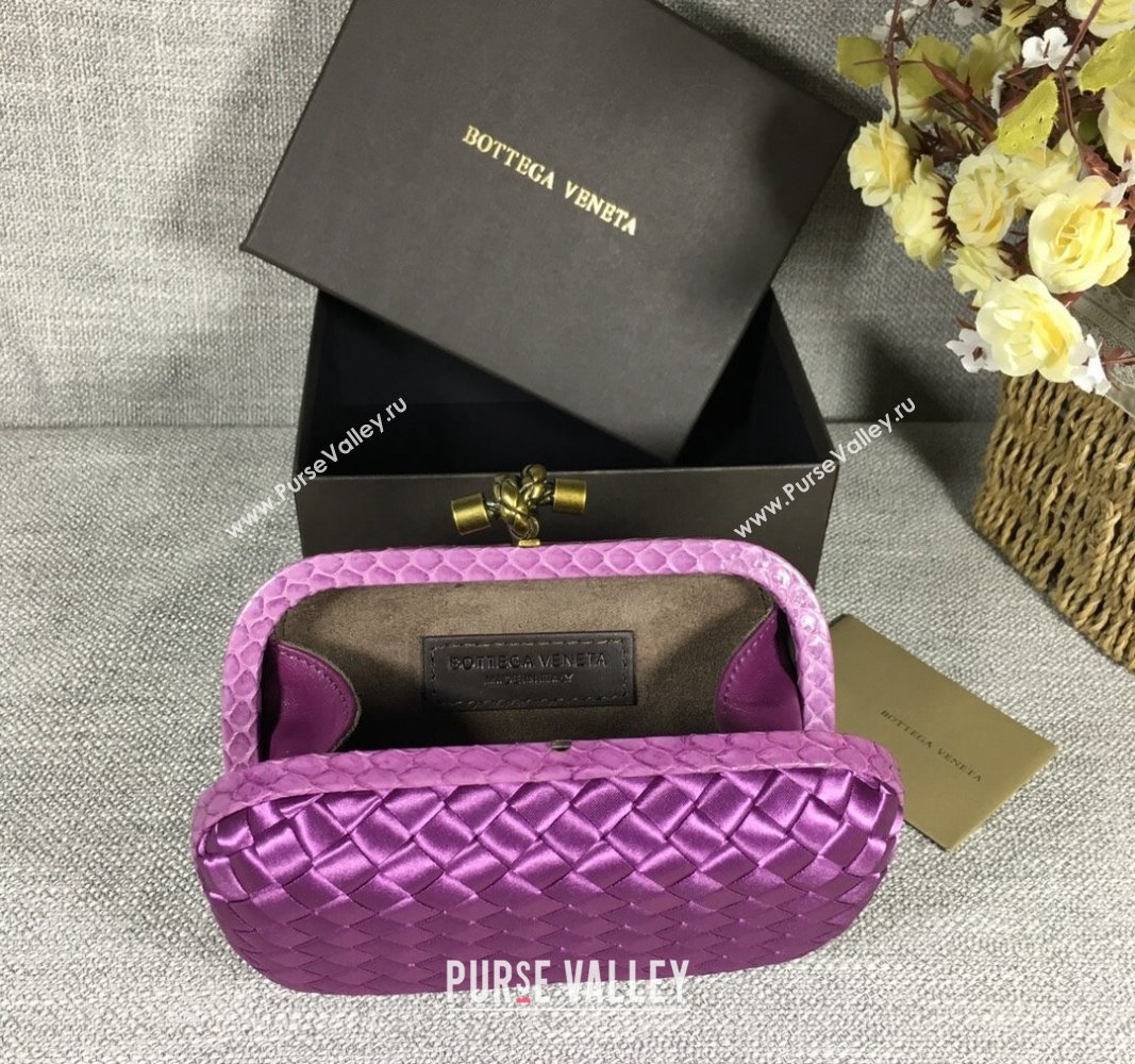 Bottega Veneta Satin Knot Mini Clutch Shiny Purple 2024 BV8651 (WT-240528009)