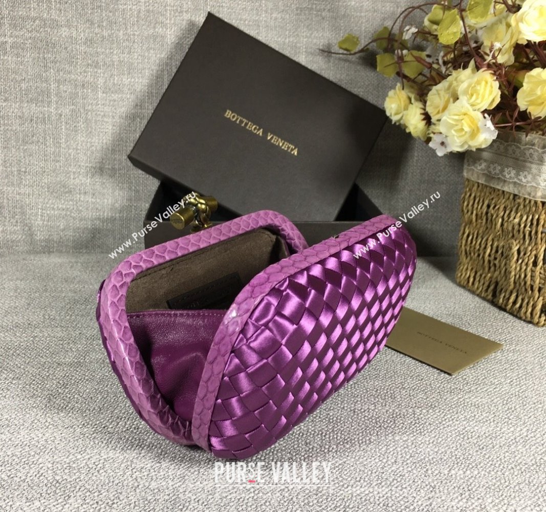 Bottega Veneta Satin Knot Mini Clutch Shiny Purple 2024 BV8651 (WT-240528009)