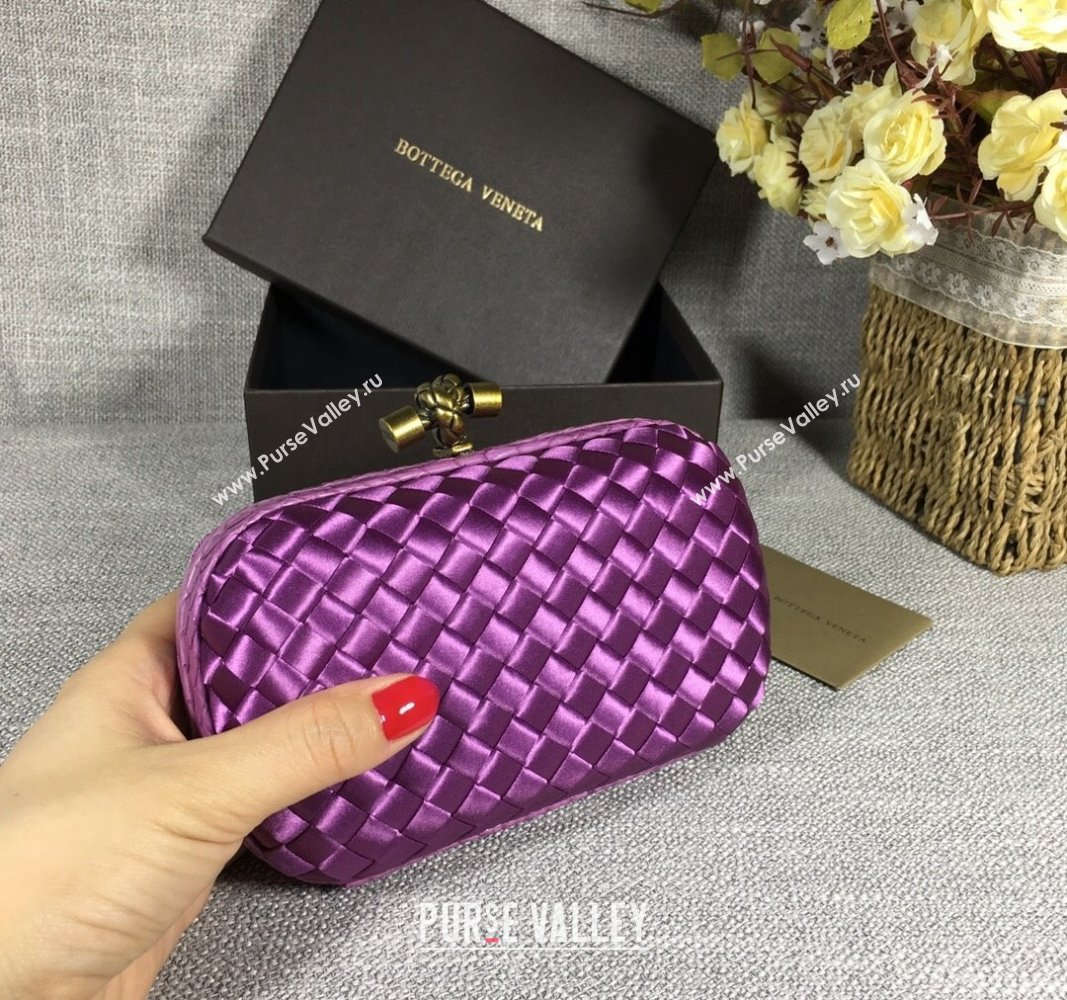 Bottega Veneta Satin Knot Mini Clutch Shiny Purple 2024 BV8651 (WT-240528009)