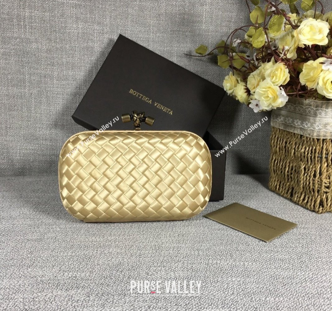 Bottega Veneta Satin Knot Mini Clutch Light Gold 2024 BV8651 (WT-240528010)