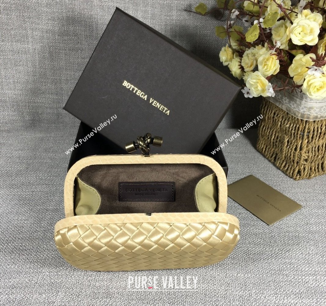 Bottega Veneta Satin Knot Mini Clutch Light Gold 2024 BV8651 (WT-240528010)