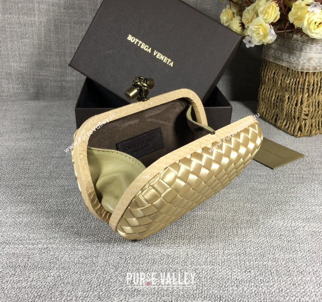 Bottega Veneta Satin Knot Mini Clutch Light Gold 2024 BV8651 (WT-240528010)