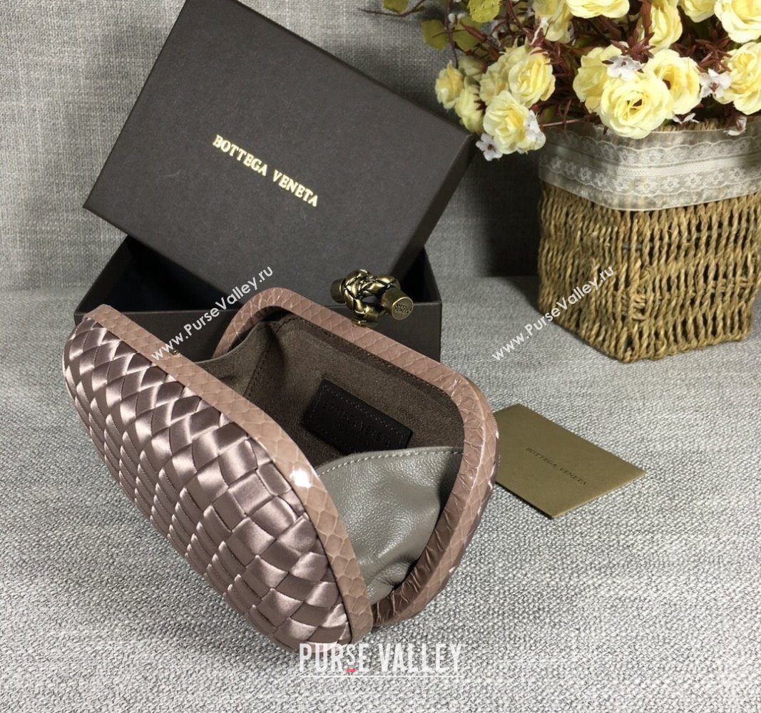 Bottega Veneta Satin Knot Mini Clutch Dusty Beige 2024 BV8651 (WT-240528011)