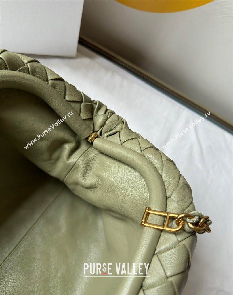 Bottega Veneta Teen Lauren 1980 Clutch With Chain in Intrecciato Leather Travertine Green 2024 785807 (WT-240528064)