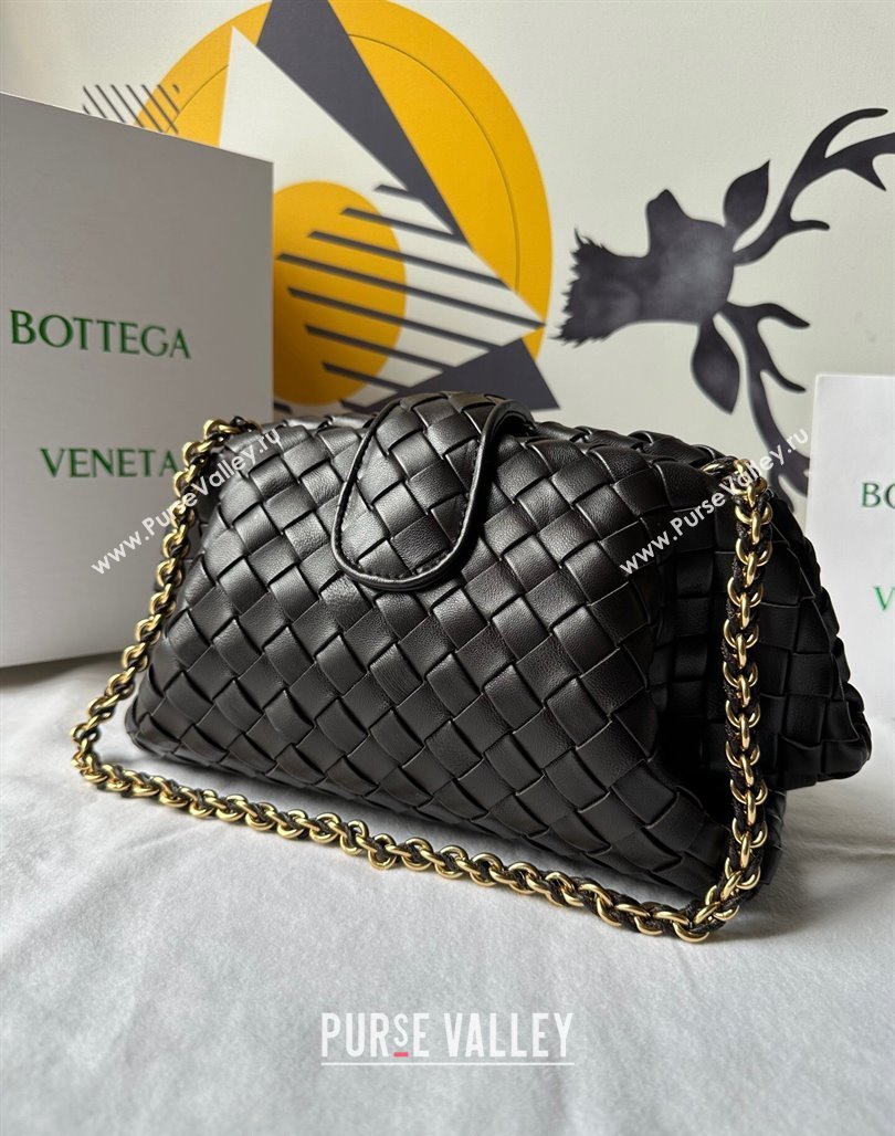 Bottega Veneta Teen Lauren 1980 Clutch With Chain in Intrecciato Leather Fondant Brown 2024 785807 (WT-240528065)